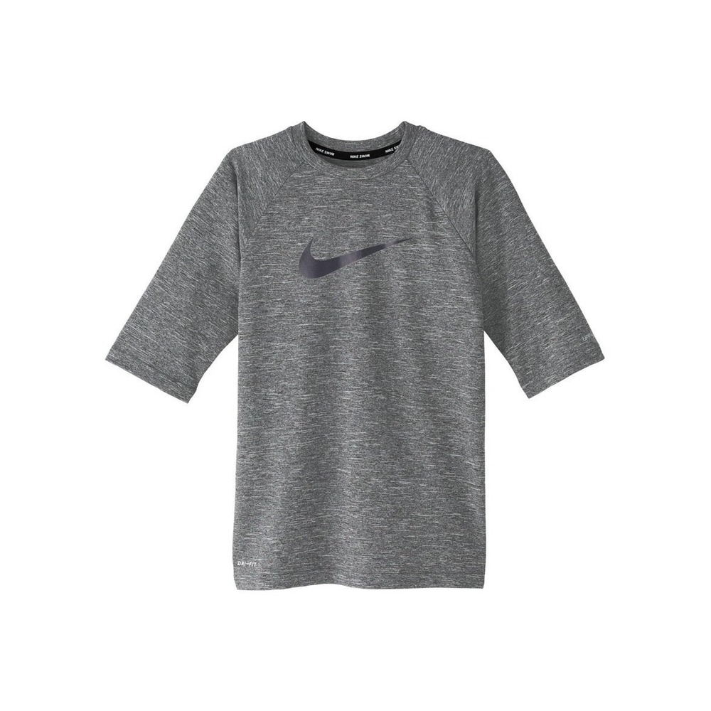 Nike Kids Dri-FIT Swim Shirt Gray Heather UPF 40+ Rash Guard Size Medium M 10-12